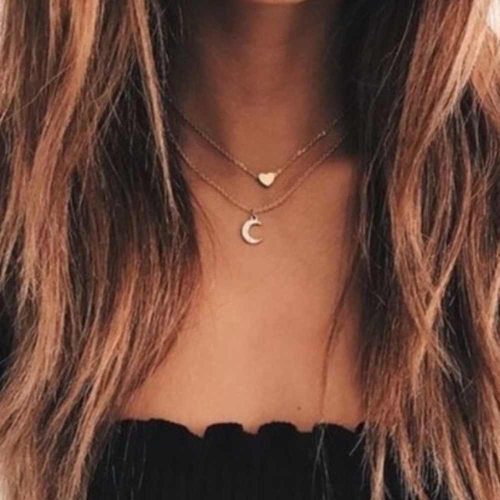 BOGO 🥳 🌙 Moon & ❤️ Heart Layered Necklace